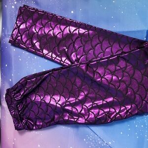Women’s Purple Mermaid Scale Leggings Size Small – High Waist Pants Halloween